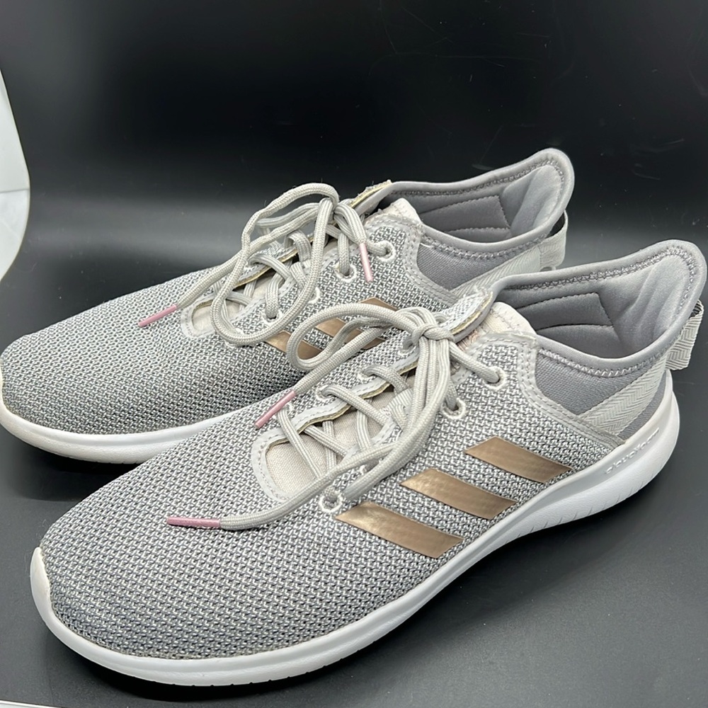 adidas Womens Cloudfoam QT Flex DA9835 Silver Gray Running Sneakers Size 9.5